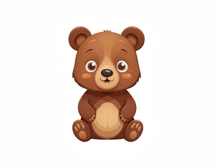 centered on a dark background, a cartoon illustration features a charming bear cub seated upright. the bear has a brown color and lighter accents on its muzzle and chest