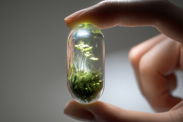 Plant in a transparent capsule