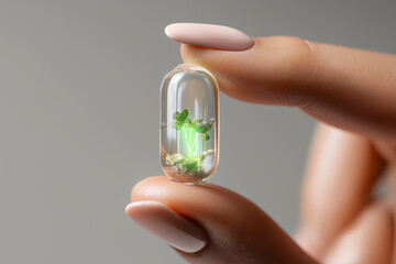 Bright sprout contained within a clear capsule