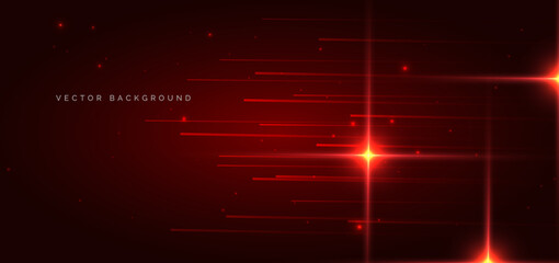 Obraz premium Technology hi speed red lines on dark red background.