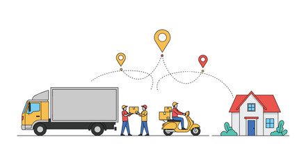 Fototapeta premium Efficient last mile delivery services transforming logistics and supply chain management with modern transportation solutions