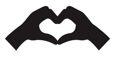 Fototapeta premium Heart Hands Silhouette Vector – Love Gesture Symbol Clipart in Black