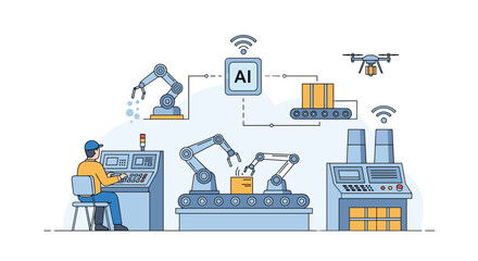Modern manufacturing operations leveraging artificial intelligence automation and robotics for increased efficiency and productivity
