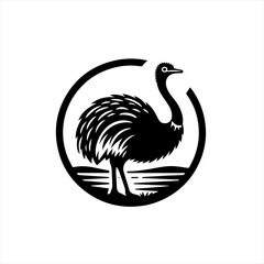 Emu in a circle illustration