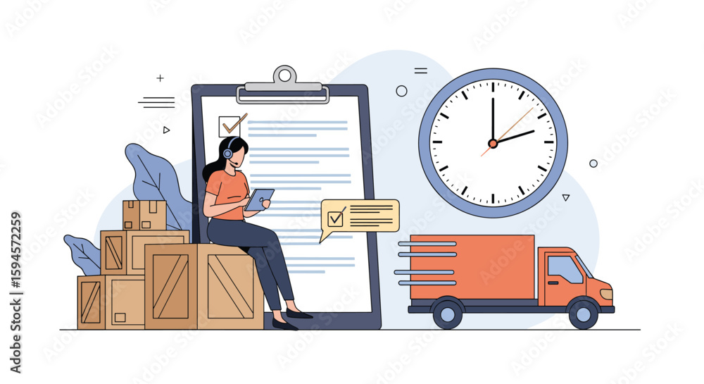 Poster efficient logistics and delivery management with a focus on timeliness and careful handling of packa
