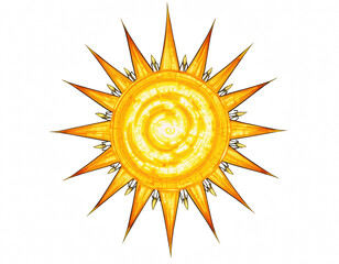 Radiant sun illustration: A vibrant artistic illustration of the sun with its golden rays of light radiating warmth and energy. a powerful, and symbolic depiction of life and renewal.