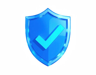 Protective Shield Icon: A sleek, 3D rendering of a vibrant blue shield, emblazoned with a confident checkmark, symbolizing safety, security, and assurance.