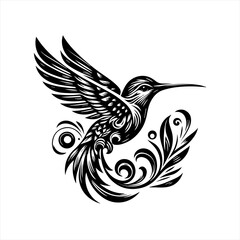 Fototapeta premium Hummingbird with floral design
