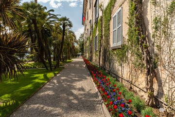 View of Isola Madre beautiful botanical gardens, located at Lake Maggiore, Piedmont, Italy