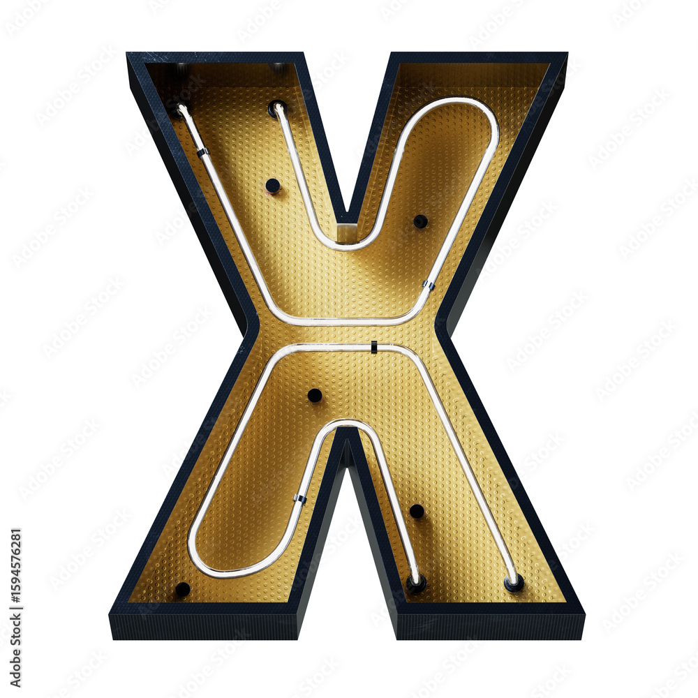 Poster bright neon font with fluorescent tubes.metallic futuristic cyberpunk alphabet. 3d rendering isolate