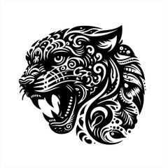 Panther head tribal art design