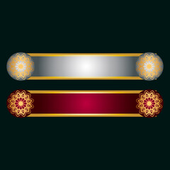 Set Of Luxury Red and White Arabic Islamic Banner Title Frame golden Text Box Border Background	