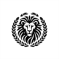 Obraz premium Lion head with laurel wreath