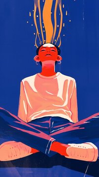 Animated illustration of person with ideas flowing from their head