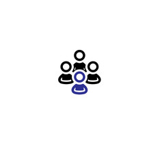 A simple icon depicting a group of people with one highlighted in blue hue