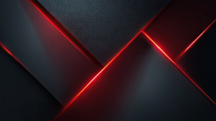 Abstract design with intersecting geometric shapes and vibrant red accents.