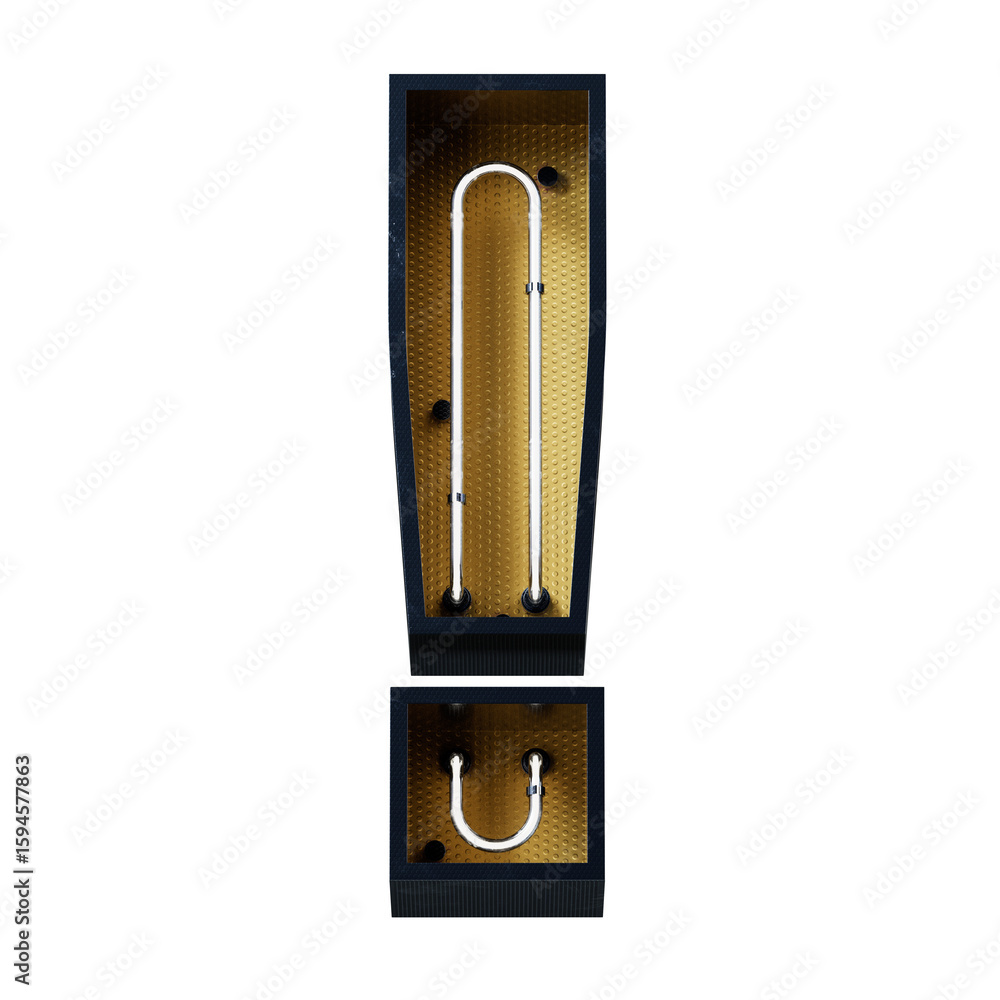 Aufkleber bright neon font with fluorescent tubes.metallic futuristic cyberpunk alphabet. 3d rendering isolate