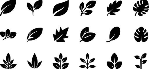 Various botanical leaf icons foliage plant