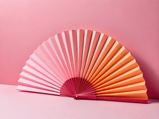Stylish Pink Ombre Paper Fan: Decorative Accessory