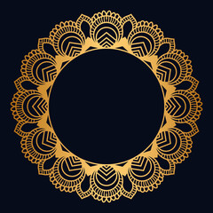 Gold Circle Ornament Islamic Luxury Wedding Frame Mandala Invitation Transparent Background