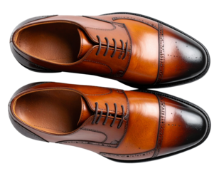 Elegant Men’s Brown Leather Oxford Shoes, Side-by-Side, Transparent PNG