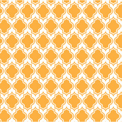 Seamless Moroccan tile pattern in bold orange color. Elegant Islamic geometric design perfect for wallpaper, textiles, backgrounds, and Islamic decor projects