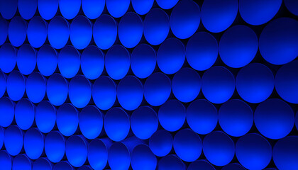 Electric Blue Cylinders: A Geometric Array of Light and Shadow