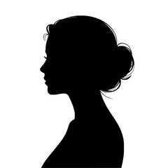 Woman's Silhouette: A striking monochrome illustration depicts a woman's profile, her hair elegantly styled in a bun, conveying a sense of grace and mystery.