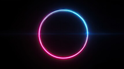 Neon circle outline on a dark background.