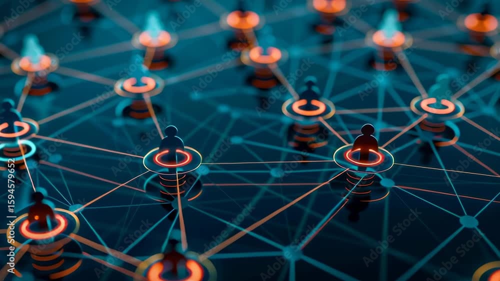 Poster a group of people are connected to each other in a network. the people are represented by small circ