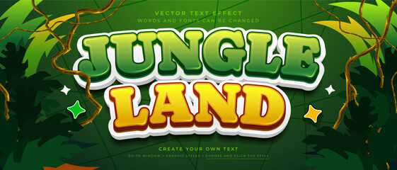 Green and yellow 3D Jungle text effect with vines