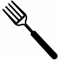 Simple Black Fork Icon for Restaurants Food Services and Culinary Designs on a White Background