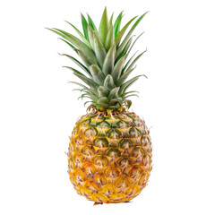 Fototapeta premium Fresh pineapple, vibrant yellow-gold skin, green leaves