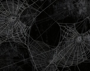 Spooky spiderwebs on a dark textured background perfect for Halloween or horror themed designs