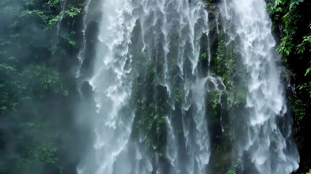Water flowing from a park waterfall, with blue ocean waves and sea foam splashing on the rough coast, captures nature's powerWater flowing from a park waterfallHigh quality natural video footage
4k ce