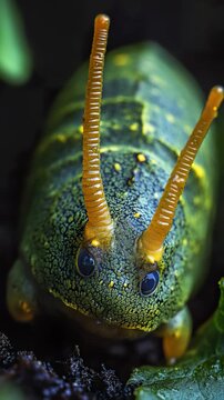 Macro Close-Up of Green Frog's Head