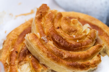 Greasy Delight: Close-Up of Cheese-Filled Bakery Bread