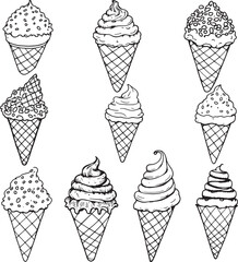 Waffle cone line art minimal style perfect for invitations