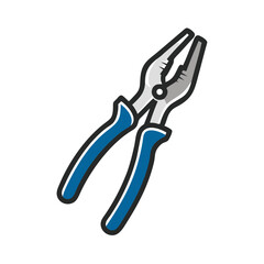 Obraz premium Pliers with blue handles in flat design style 