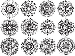 Mandala line art detailed pattern invited focus meditation inner strength