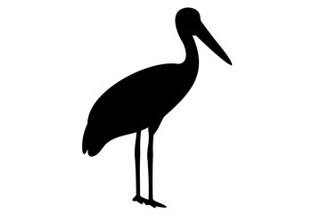Stork Bird Silhouette Vector, Crane Silhouette