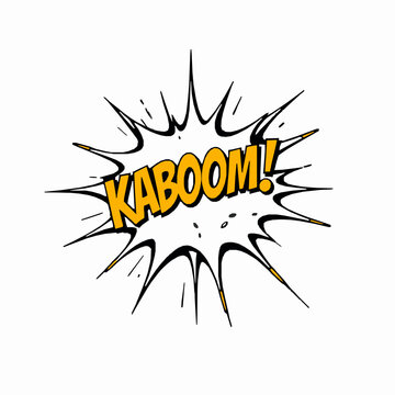 Comic book style graphic illustration of the word kaboom in a speech bubble with a white background.