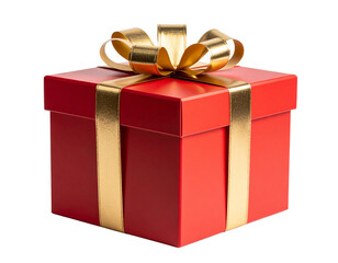 Obraz premium Christmas Gift Box with Ribbon and Bow, Front PNG