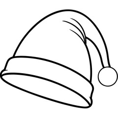 Santa Hat Outline Vector Drawing