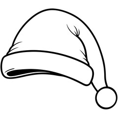 Santa Hat Outline Vector Drawing