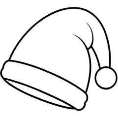 Santa Hat Outline Vector Drawing