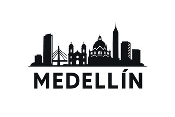 Fototapeta premium Medellín skyline with iconic buildings and landmarks