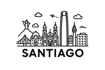 Obraz premium Santiago skyline with iconic buildings and landmar