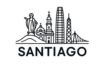 Fototapeta premium Santiago skyline with iconic buildings and landmarks