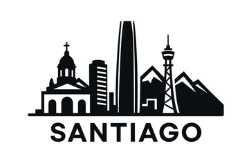 Fototapeta premium Santiago skyline with iconic buildings and landmar